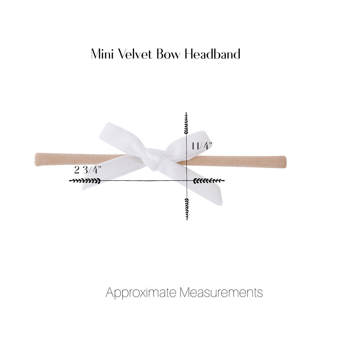 EVIE Velvet MINI Bow on Skinny Nylon Headband - White
