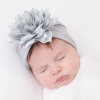 Dahlia Flower Headwrap - Pearl Grey
