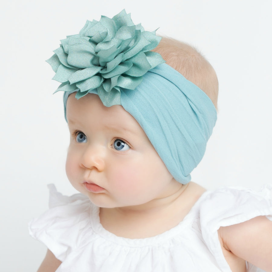 Dahlia Flower Headband - Capri Blue