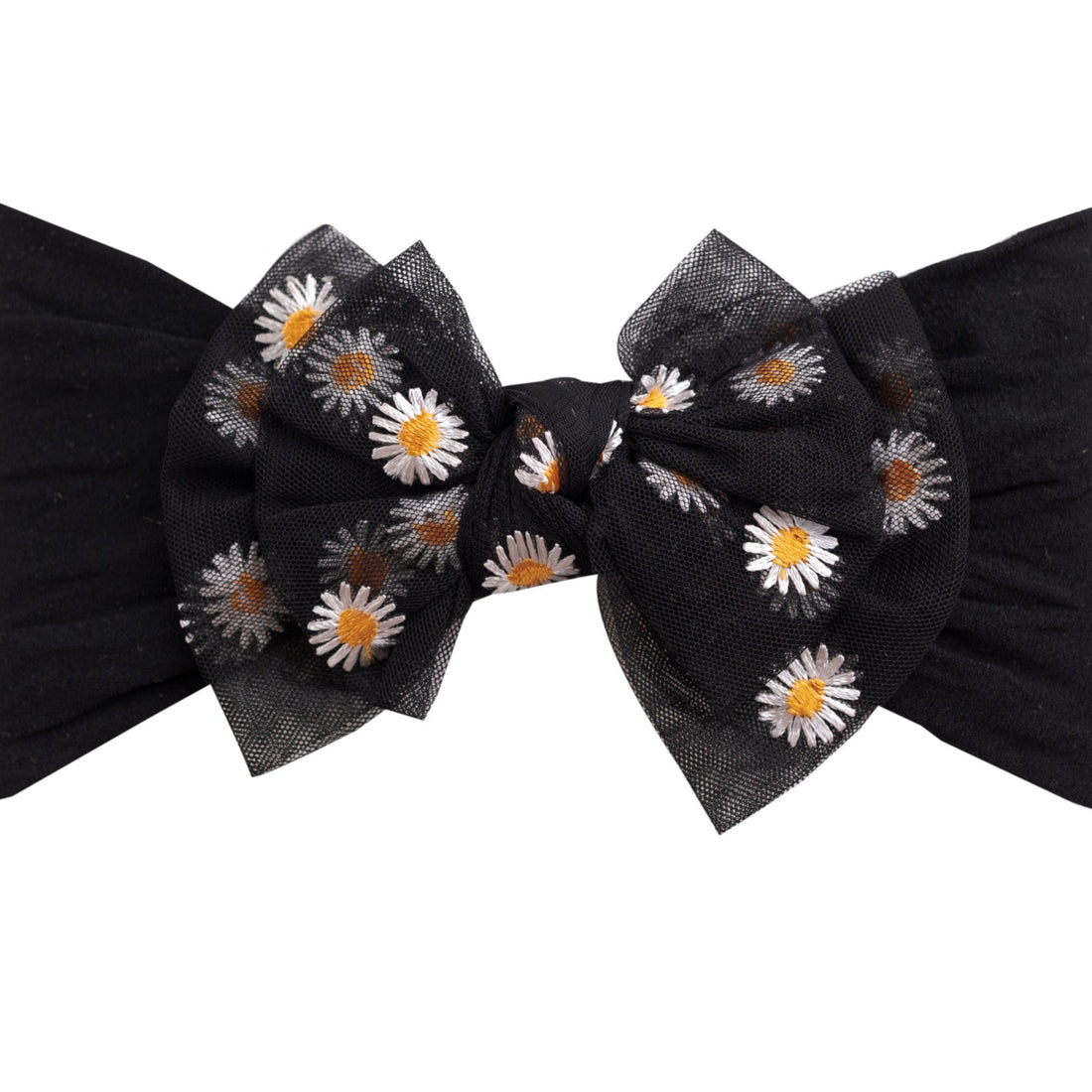 Daisy Flower  Headwrap - Black