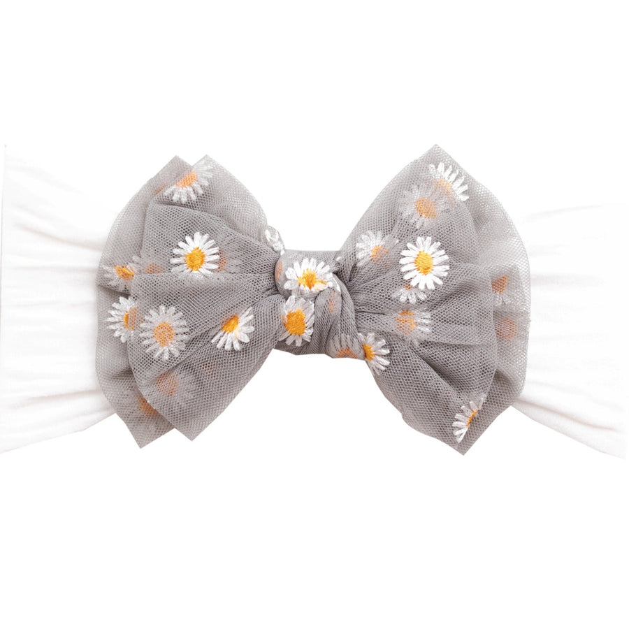 Daisy Flower  Headwrap - Grey