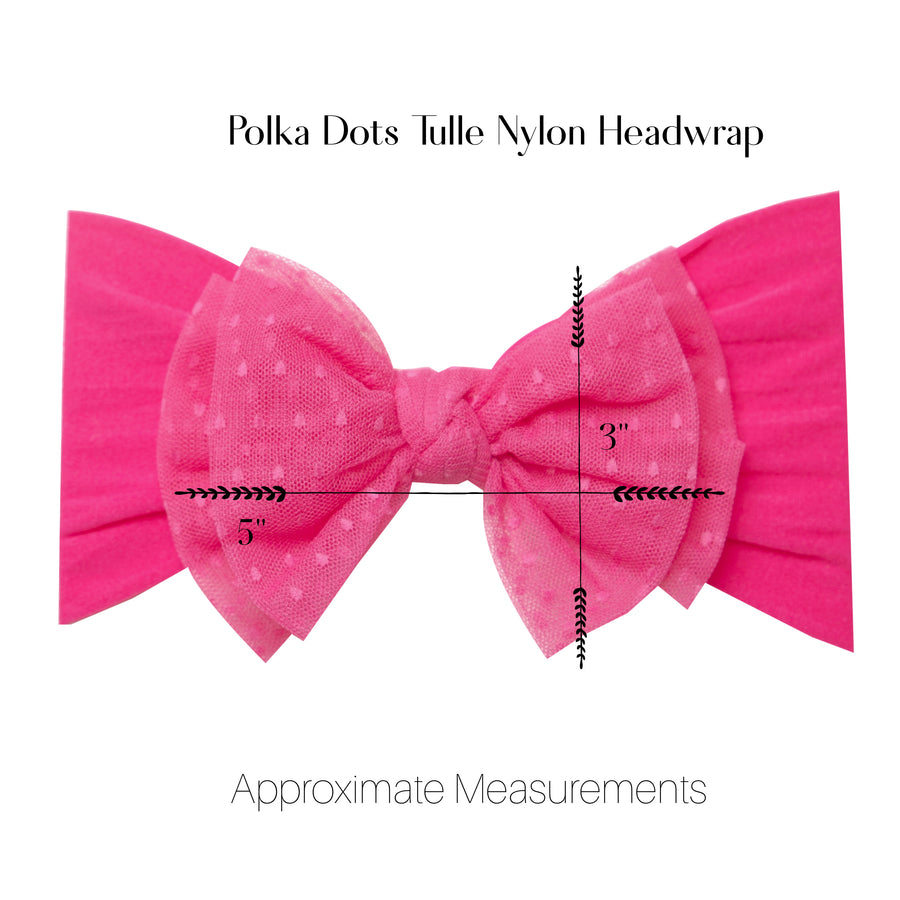 Polka Dots Tulle Nylon Headwrap - Pink Yarrow