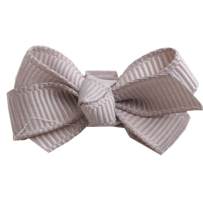 Mini Bow Knot Snap Clip - Silver Grey