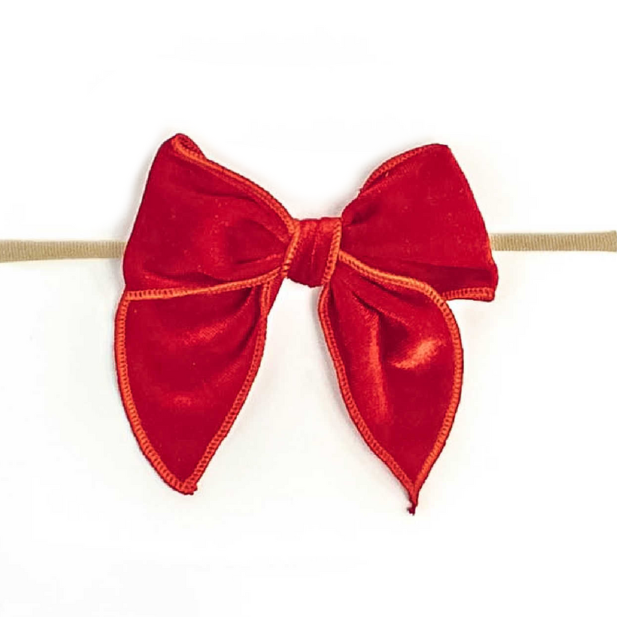 Fable Velvet Bow Headband - Red