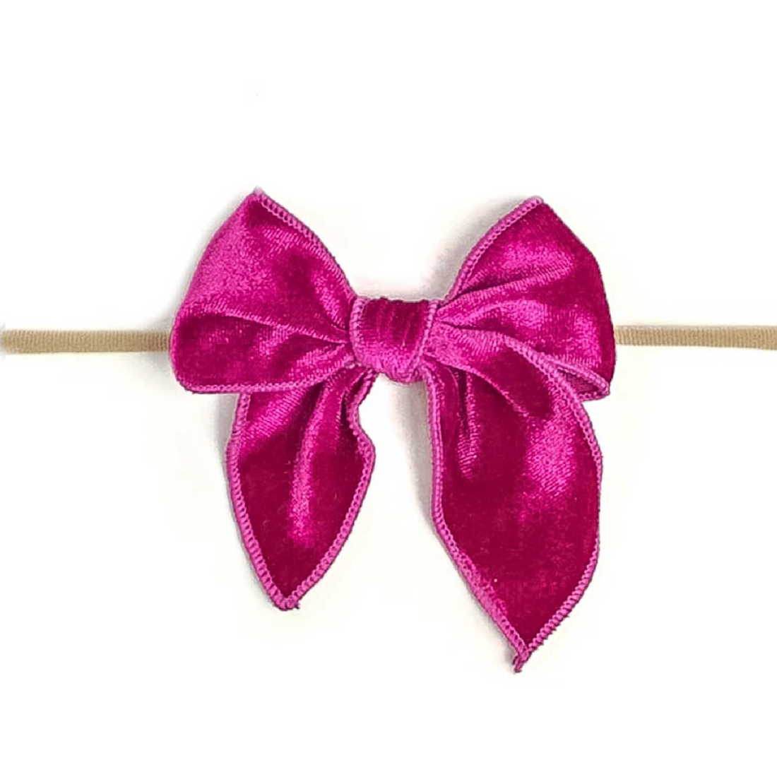 Fable Velvet Bow Headband - Raspberry Rose