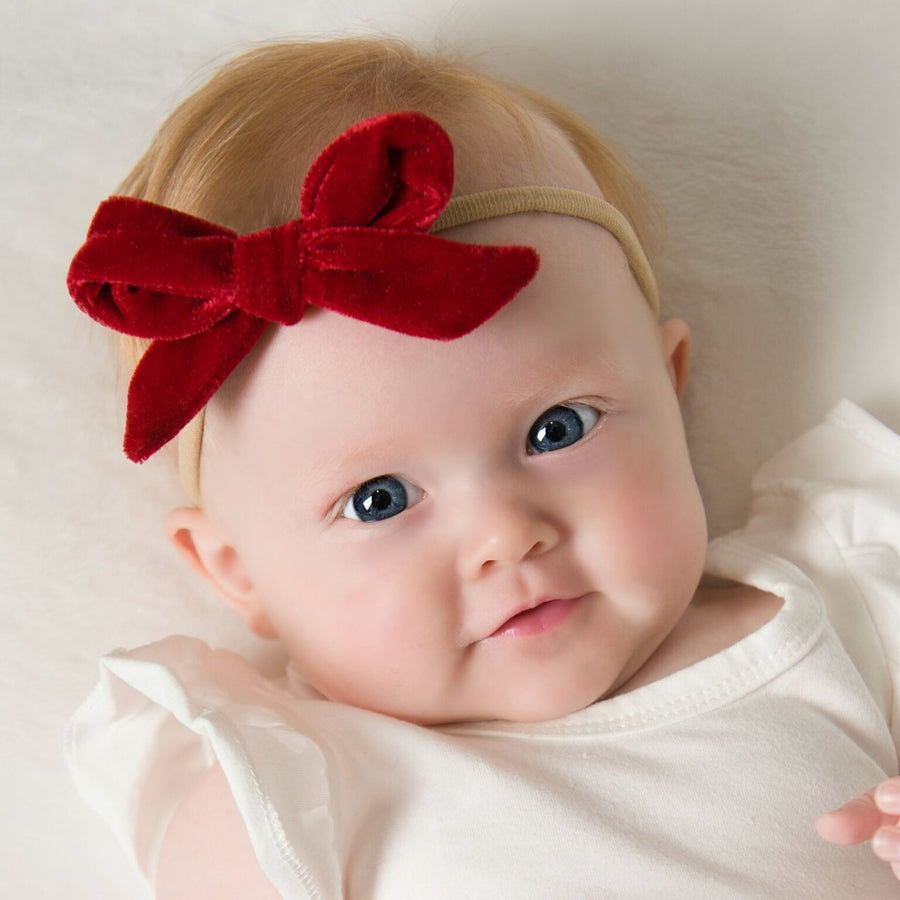 Luxe Velvet 3.5" Bow on Skinny Nylon Headband 25 Colors Available