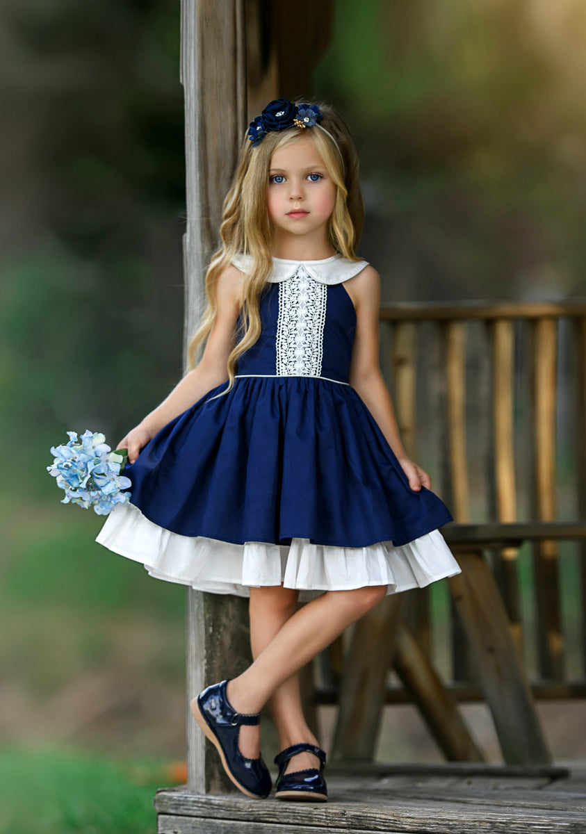 Madison Twirl Dress Navy #134 – Think Pink Bows