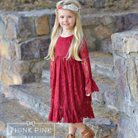 Charly Flower Girl Lace Dress - Burgundy - Think Pink Bows - 1