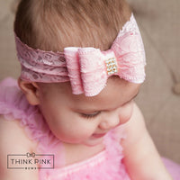 Double Bow Lace Headband - 11 Colors Available - Think Pink Bows - 10