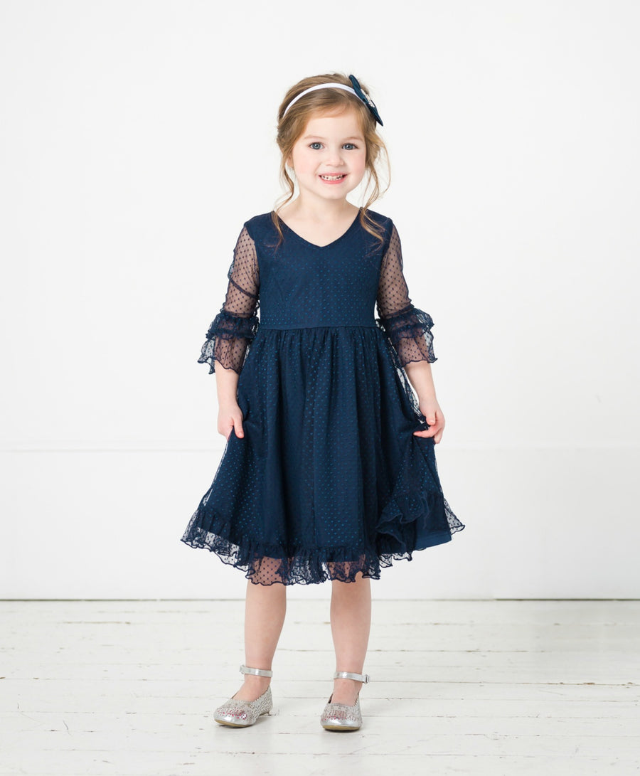 Cora Long Sleeve Dress - Navy #130