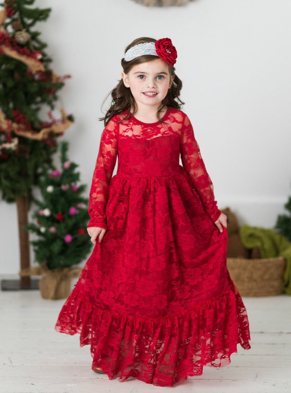 Sweetheart Long Sleeve Dress - Red #74