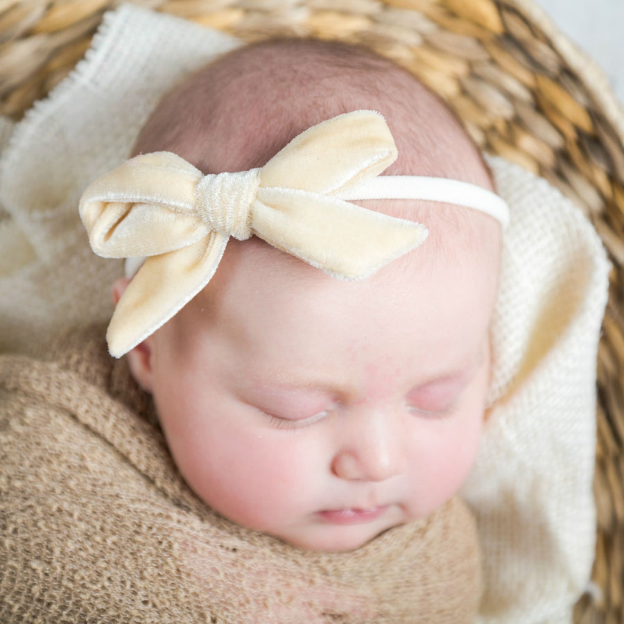 Luxe Velvet 3.5" Bow on Skinny Nylon Headband 25 Colors Available
