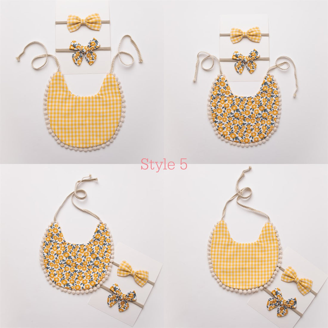 Reversible Bib & Headbands Set - 6 Styles
