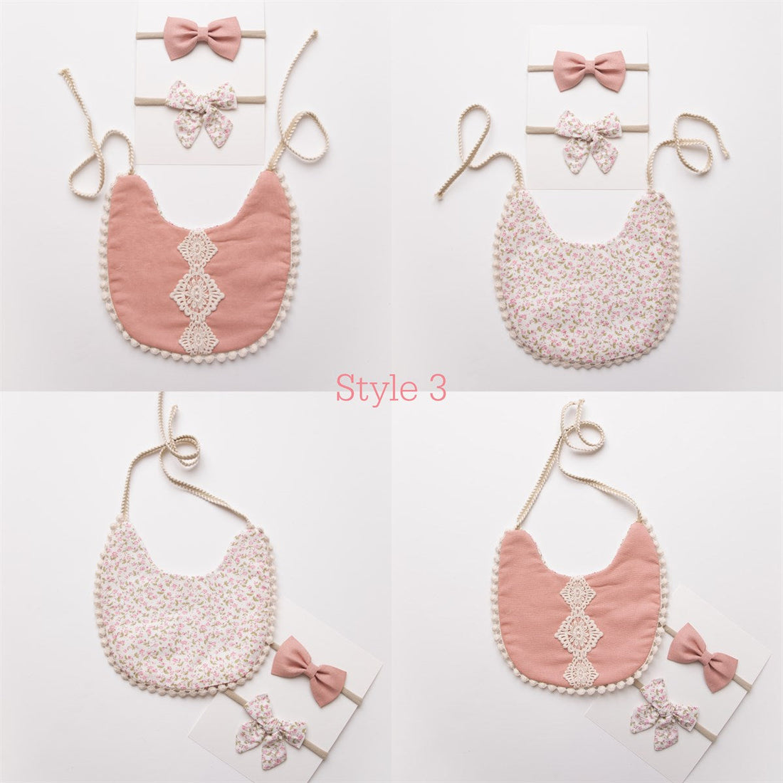 Reversible Bib & Headbands Set - 6 Styles
