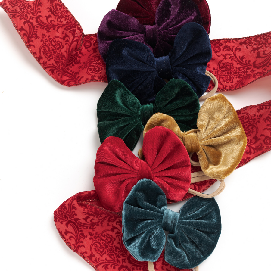 Emily Velvet Bow on Hair Clip 15 Colors
