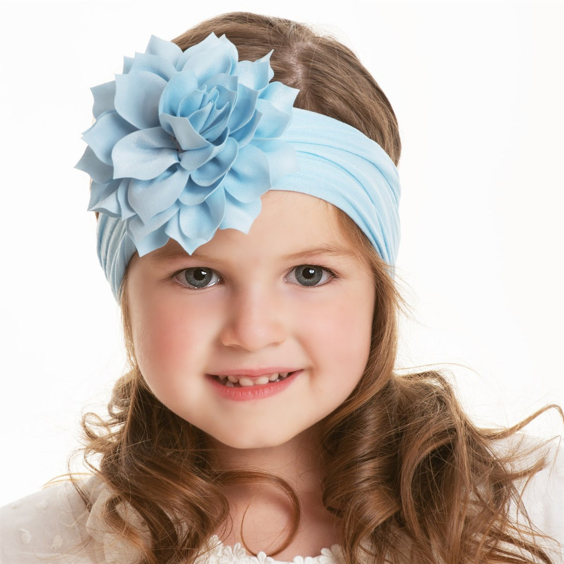 Dahlia Nylon Flower Headwrap - Blue