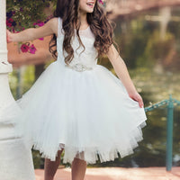 Fairy Tale  Flower Girl Dress - White - Think Pink Bows - 1