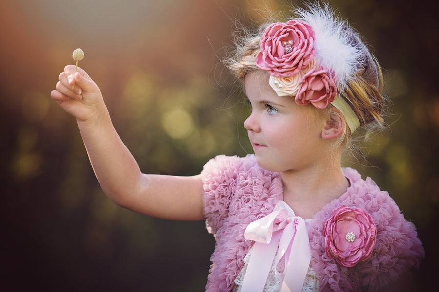 Make a Wish Mauve Ruffled Chiffon Capelet - Think Pink Bows - 2