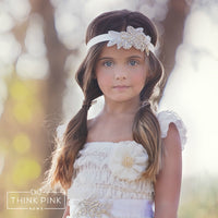 Perfection Silver Leaf Headband - Think Pink Bows - 8