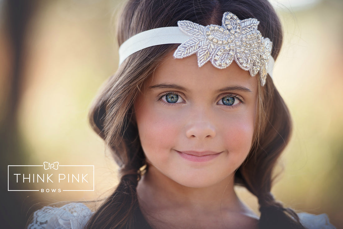 Perfection Silver Leaf Headband - Think Pink Bows - 9