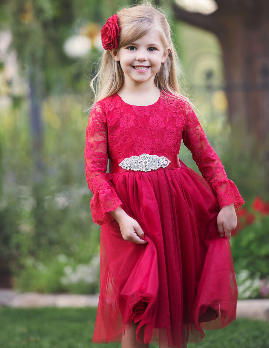 Madeline Long Sleeve Dress - Red #15