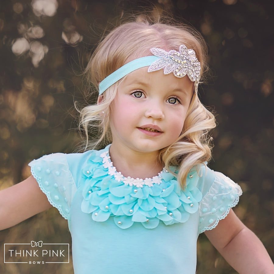 Perfection Silver Leaf Headband - Think Pink Bows - 11