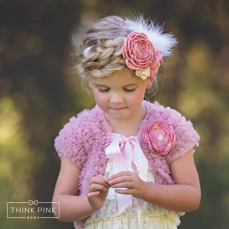 Make a Wish Mauve Ruffled Chiffon Capelet - Think Pink Bows - 3