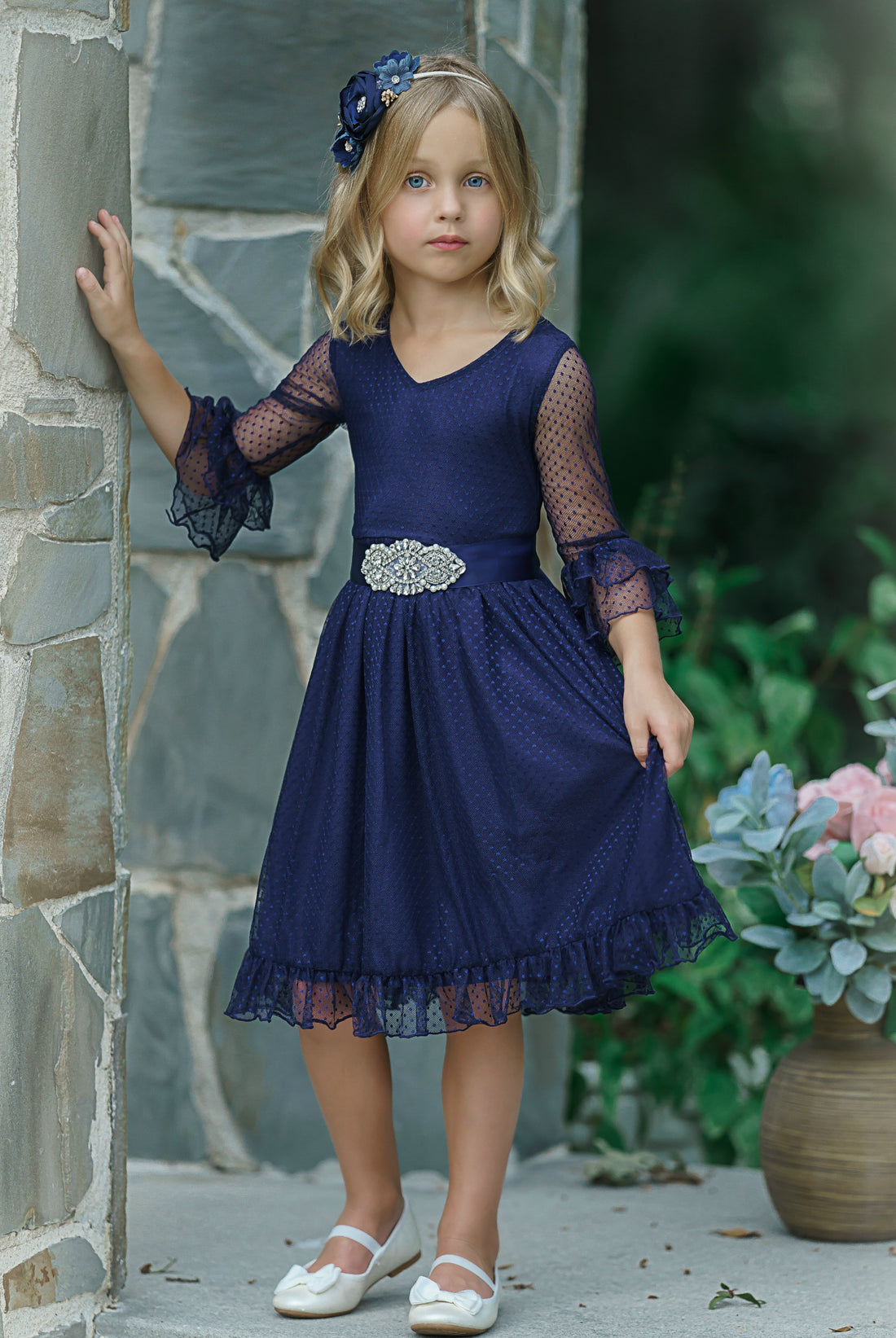 Cora Long Sleeve Dress - Navy #130