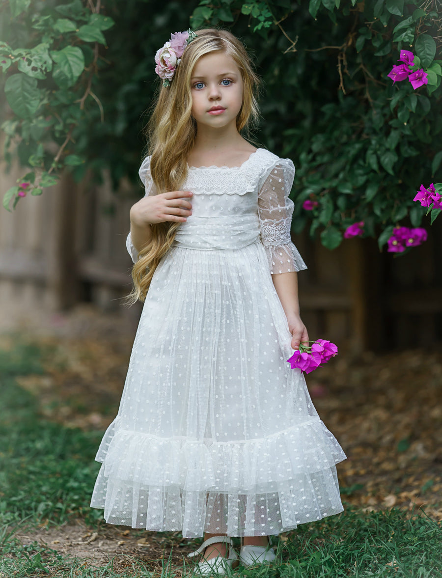Ainhoa Long Dress - White #41 – Think Pink Bows