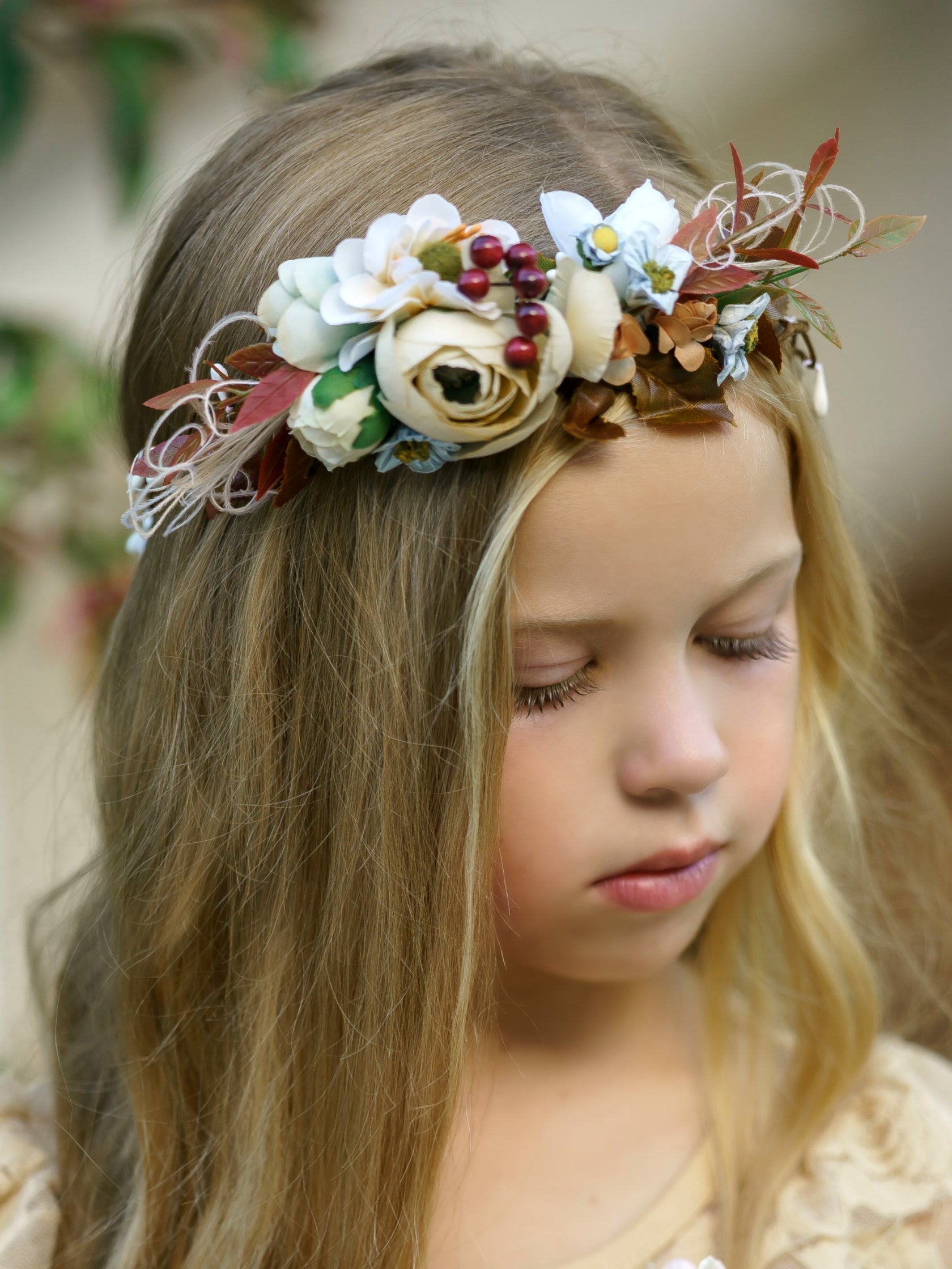 Holly Flower Girl Crown Think Pink Bows 7753