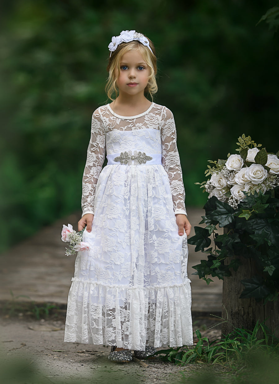 Sweetheart Long Sleeve Dress - White #80