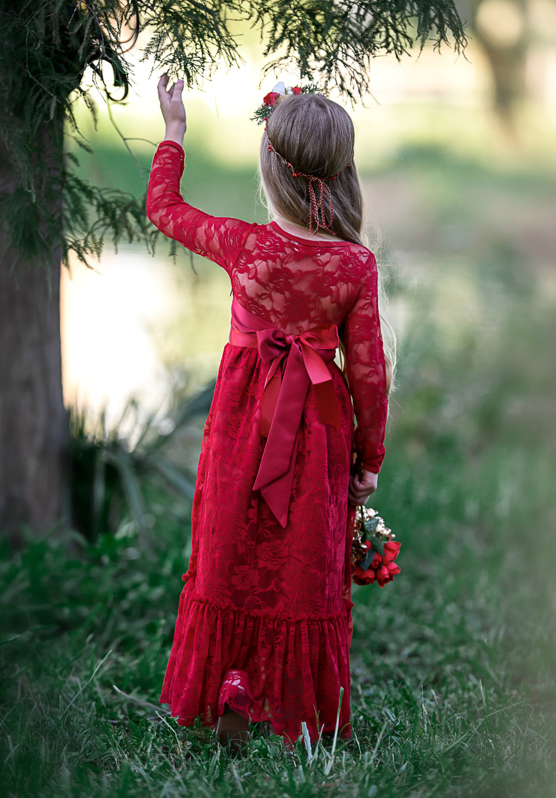 Sweetheart Long Sleeve Dress - Red #74