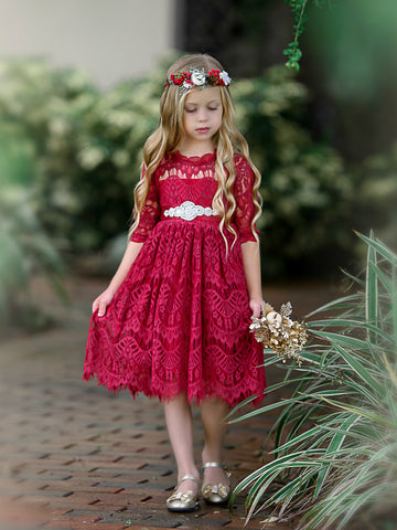 Josephine Short Dress - Burgundy #15