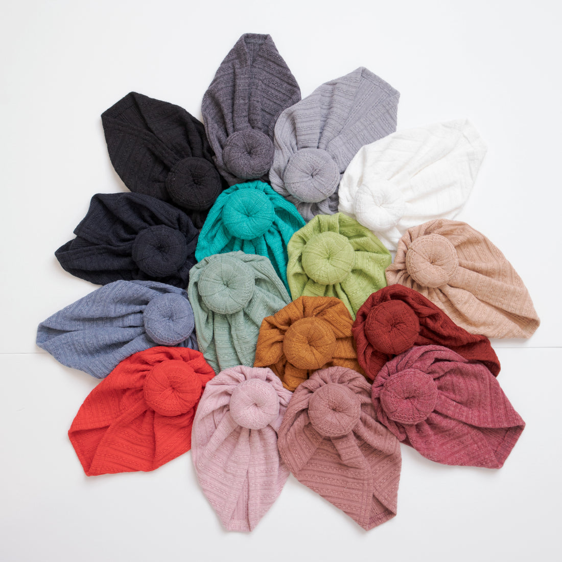 Waffle Turban ROUND KNOT Hats 15 Colors