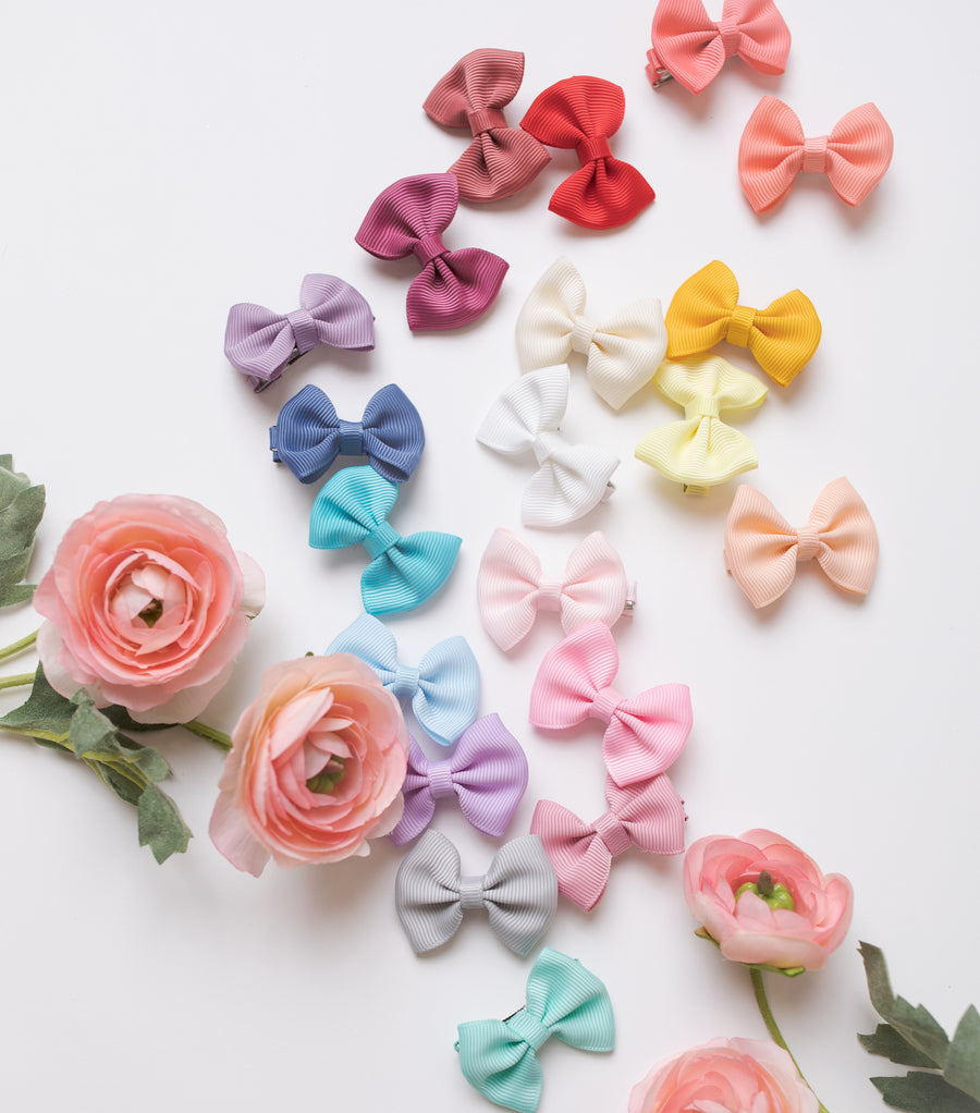 BEV Mini Bows Hair Clips - 17 Colors – Think Pink Bows