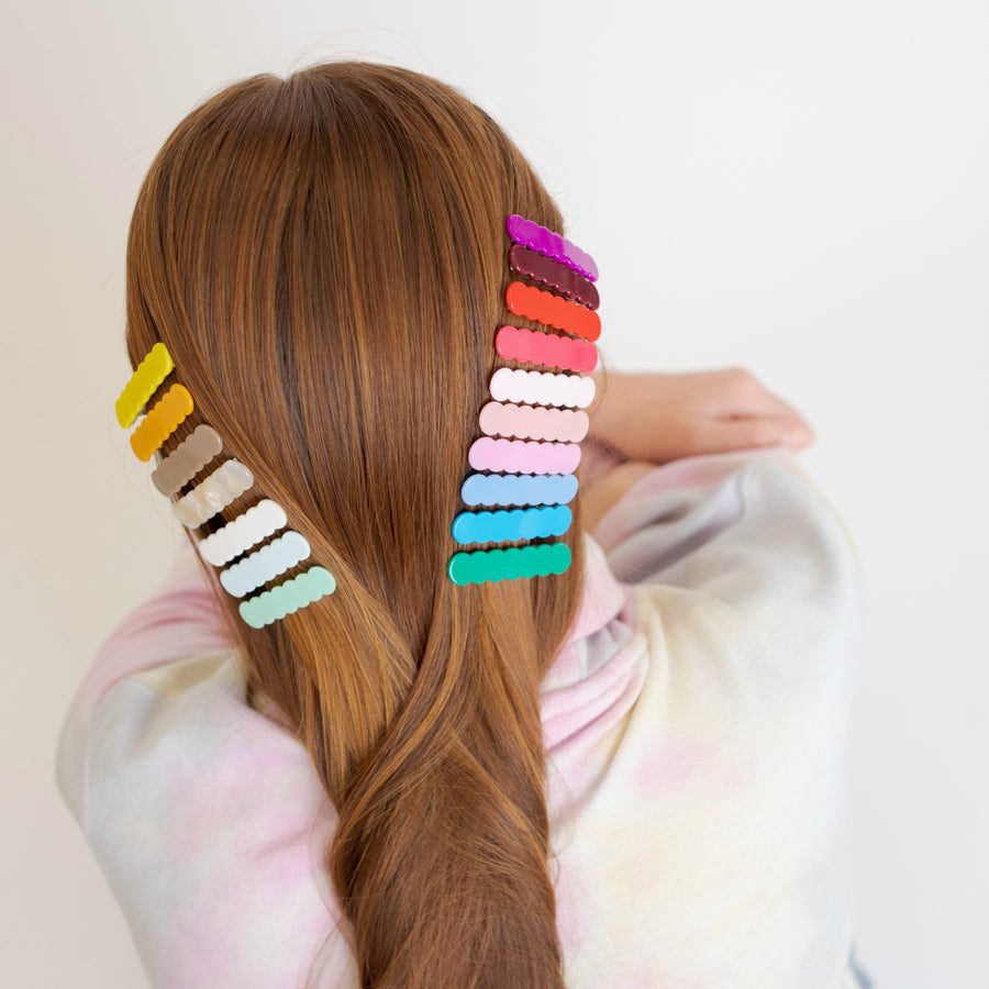 Scalloped Acrylic Hair Clip - 40 Colors
