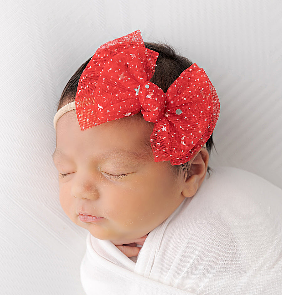 Double Star Tulle Bows Headbands 4 Colors 2 Sizes
