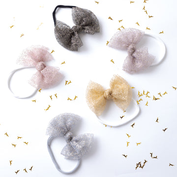 Sheer Sparkle Bows Headbands 5 Colors 2 Sizes
