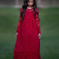 Sweetheart Long Sleeve Dress - Red #74