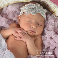 Perfection Silver Leaf Headband - Think Pink Bows - 3