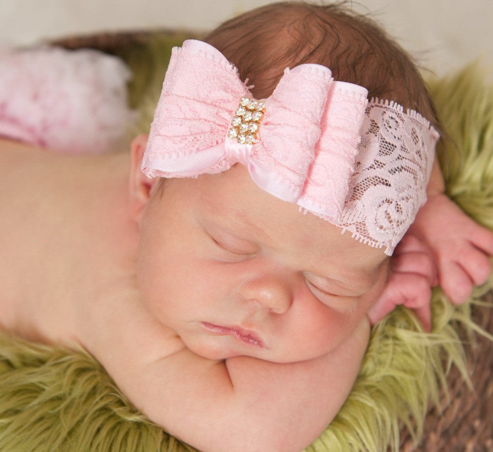 Double Bow Lace Headband - 11 Colors Available - Think Pink Bows - 7