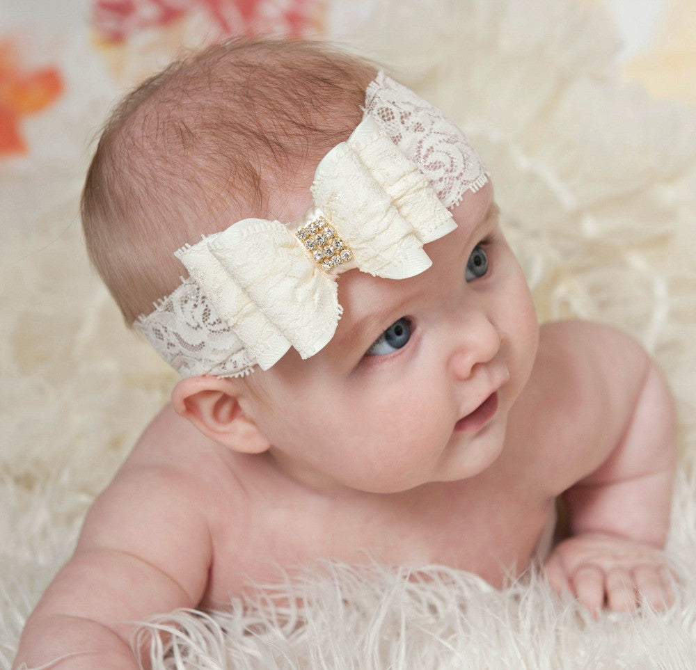 Double Bow Lace Headband - 11 Colors Available - Think Pink Bows - 4