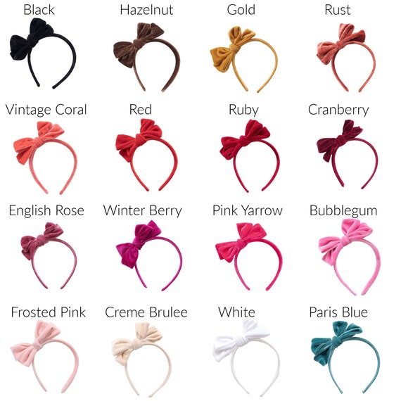 Ariela Velvet Bow Hard Headband - 18 Colors