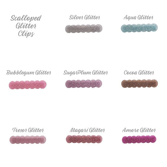 Scalloped Acrylic Hair Clip - 20 Glitter & Pearl