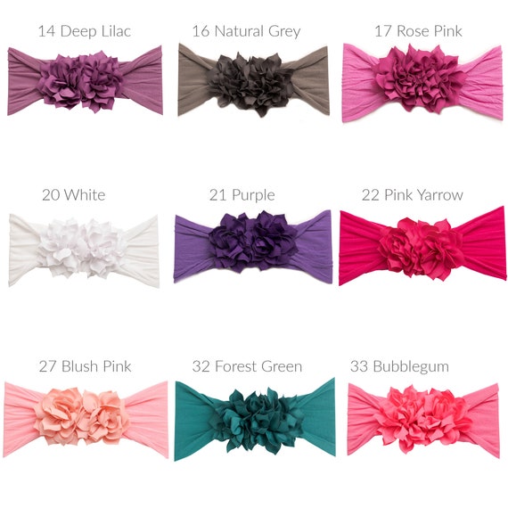 Duo Flower Nylon Headwrap - 27 Colors