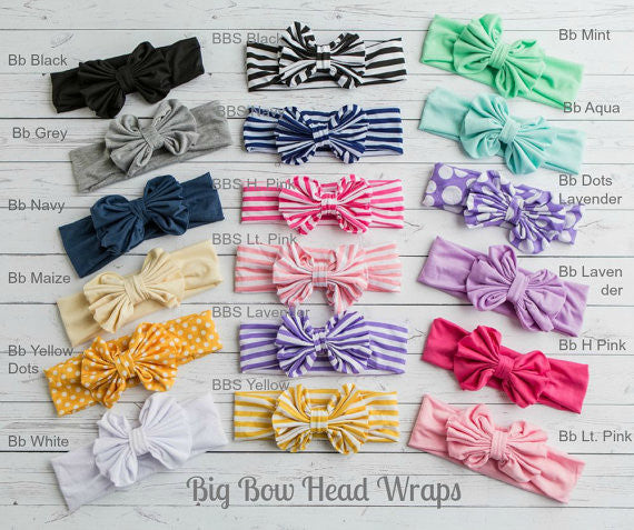 Striped Big Bow Headwraps - Think Pink Bows - 2