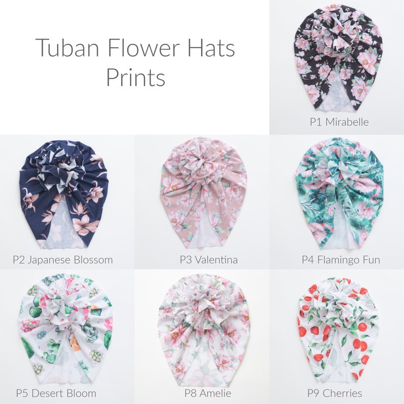 Turban FLOWER Hats 7 PRINTS