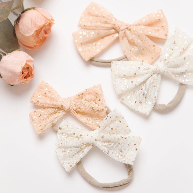 Star Tulle Bows Headbands 5 Colors 2 Sizes