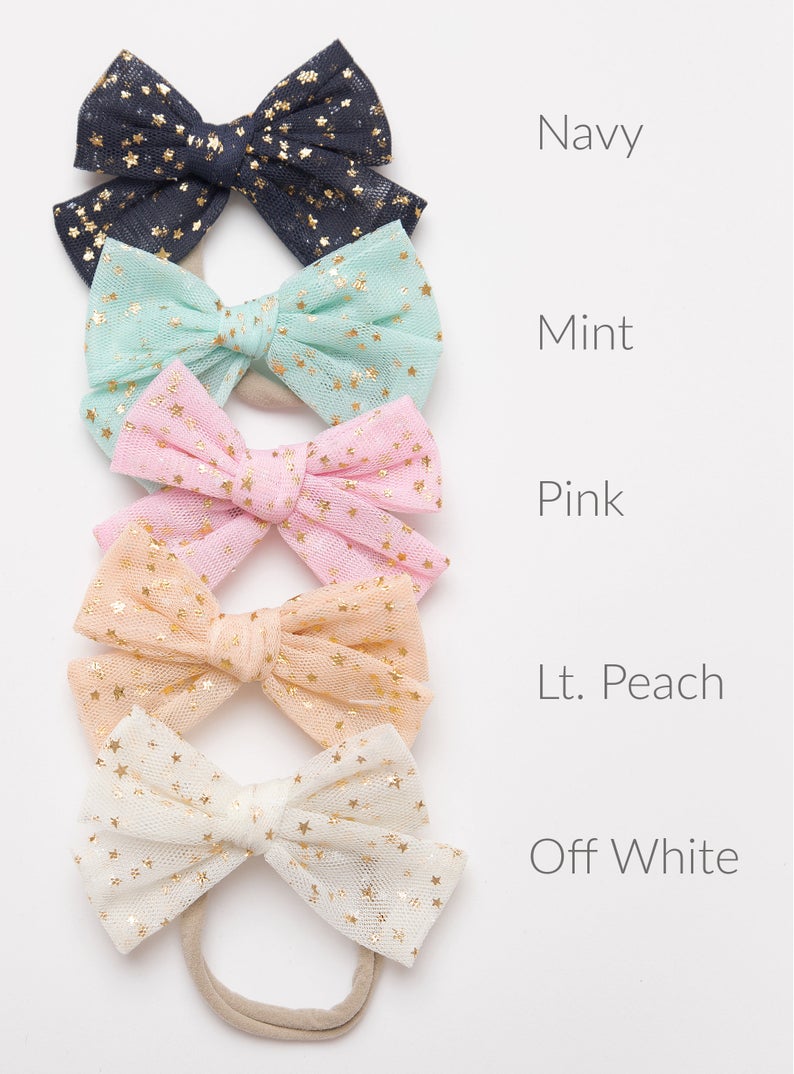 Star Tulle Bows Headbands 5 Colors 2 Sizes