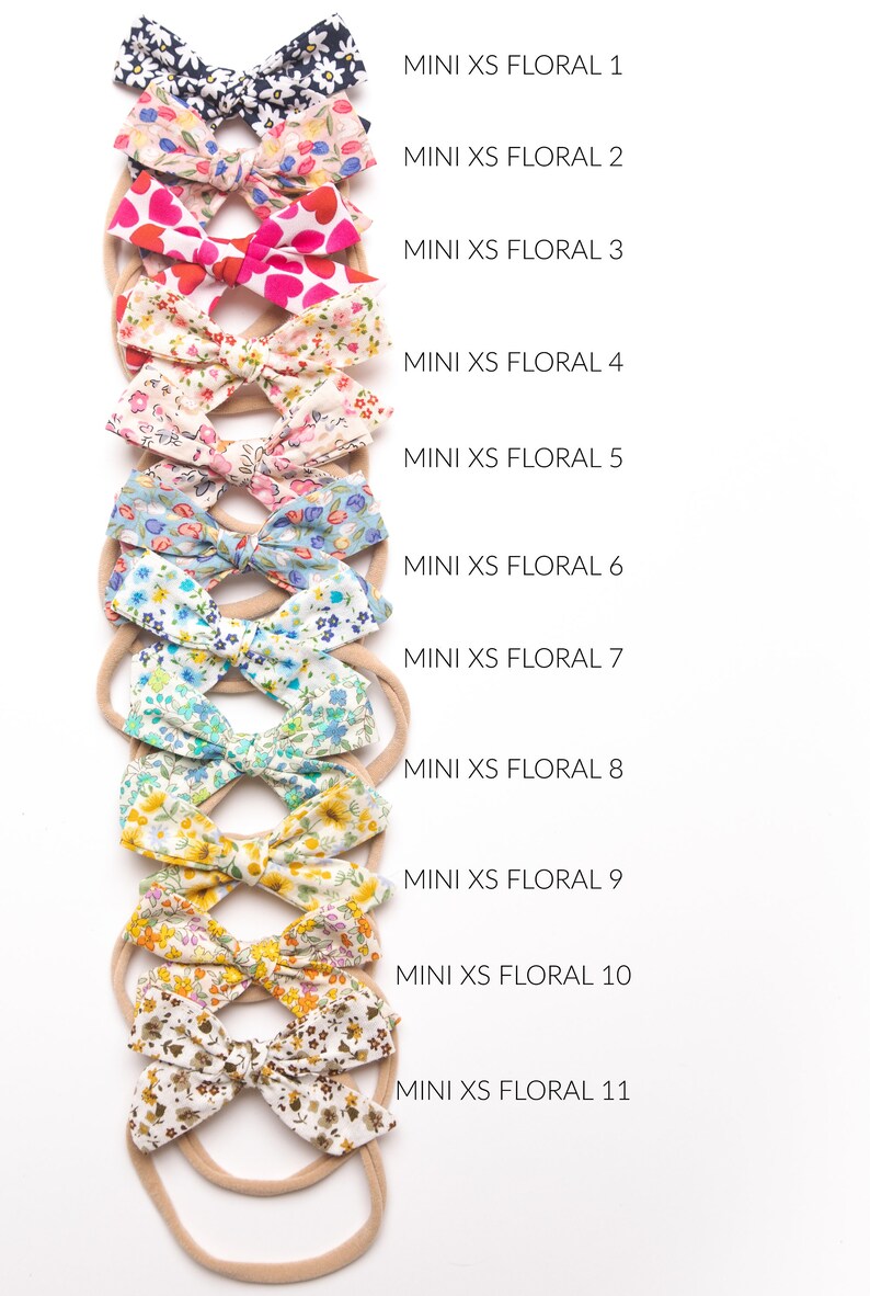 Floral & Prints MINI XS Bows Nylon Headband -  11 Prints